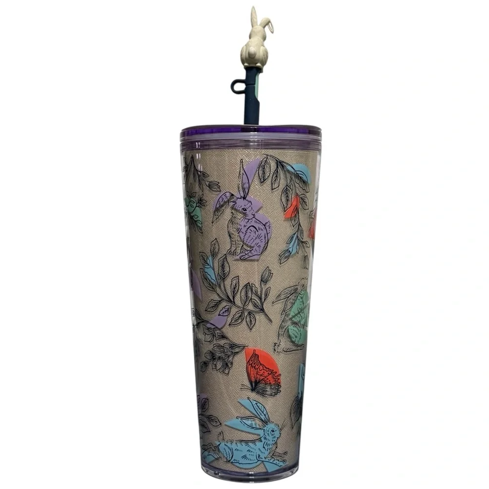 NWT Starbucks Spring 2024 Easter Bunny Topper Cold Cup Tumbler 24 Oz Venti